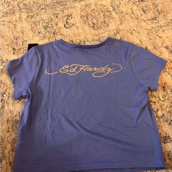Ed Hardy Purple Cropped Tee - Picture 2 of 2